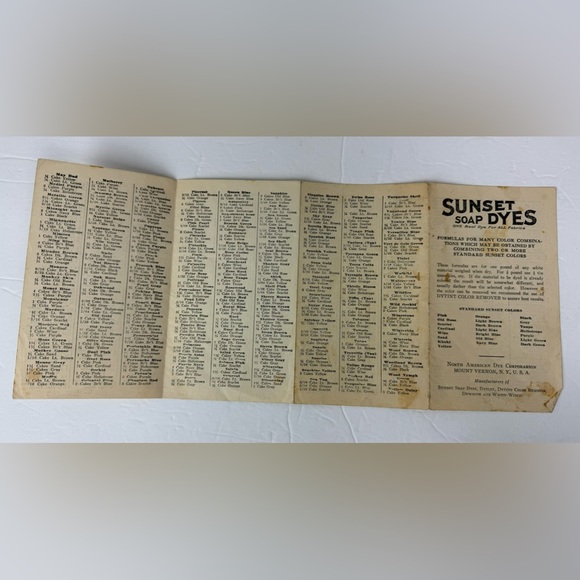 Vtg 1920s - 1940s Sunset Soap Dyes Color Pamphlet  Mt Vernon New York USA - Picture 4 of 4